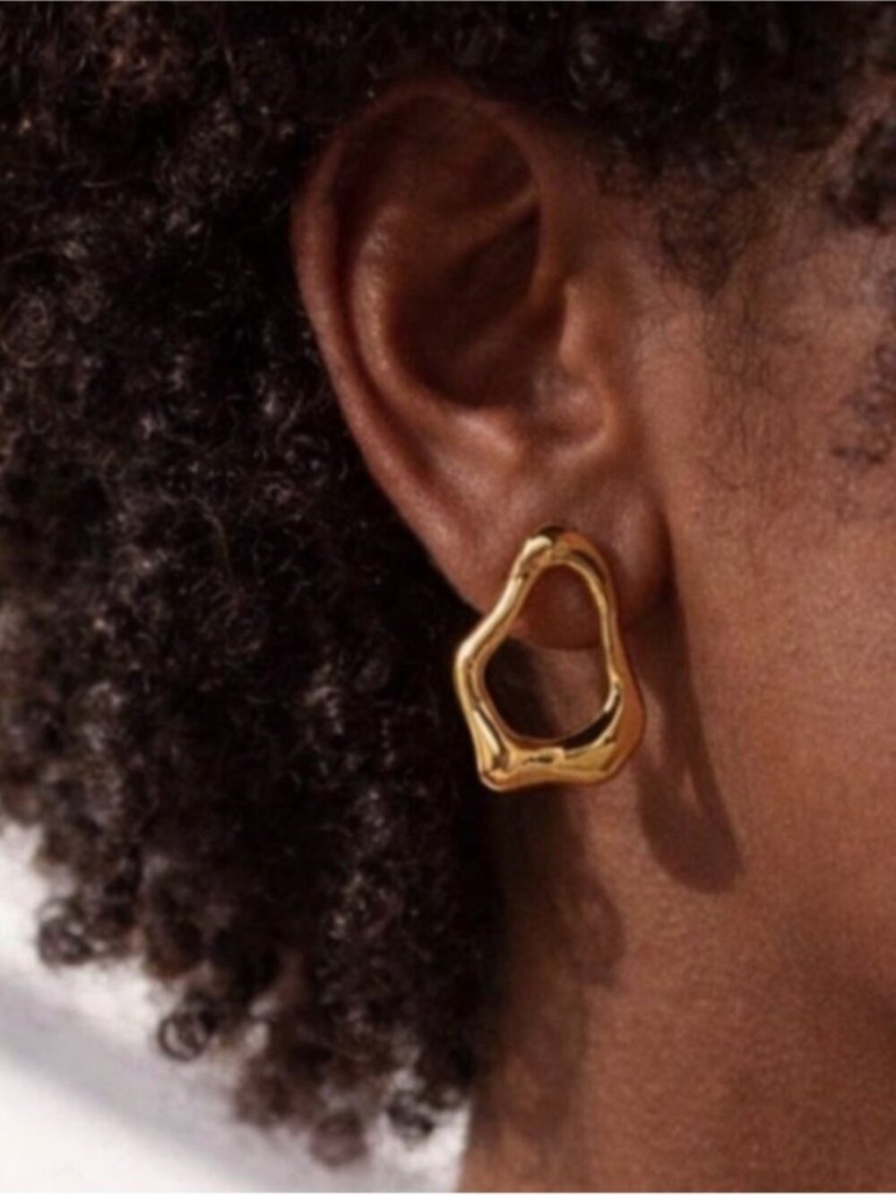 Gold Organic Molten Circle Earrings